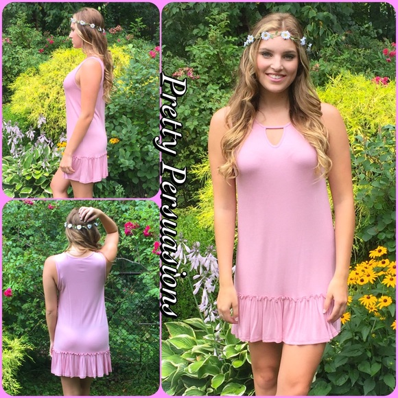 Pretty Persuasions Dresses & Skirts - CLEARANCE‼️Light Pink Ruffle Hem Tank Dress Tunic