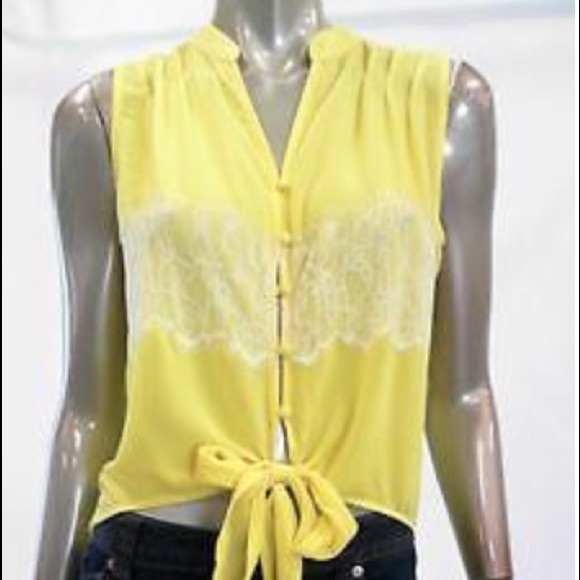 Bar III Yellow Sleeveless Blouse