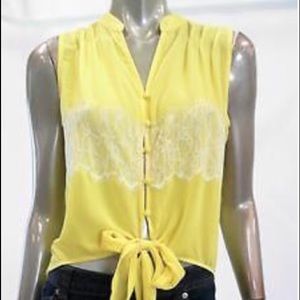 Bar III Yellow Sleeveless Blouse