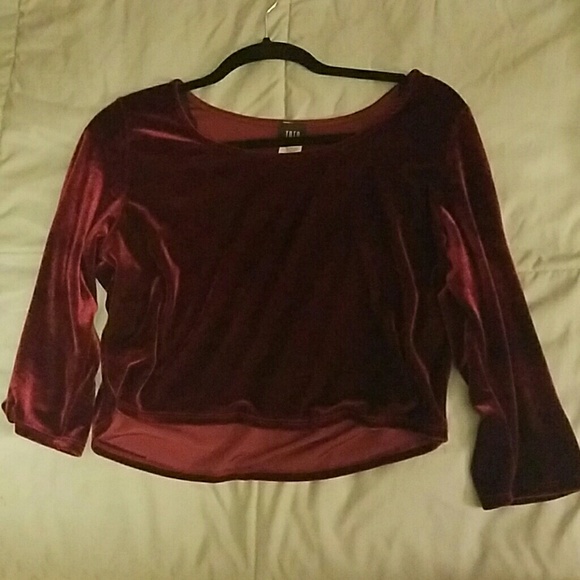Burgundy velvet crop top NWOT
