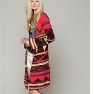 Free People Floor length cardigan Tribal Aztec XS