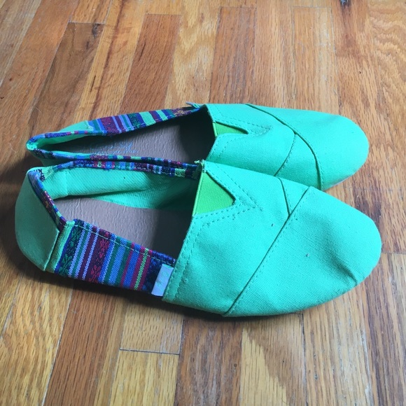Bright Green Canvas Slip On Shoes - Picture 8 of 8