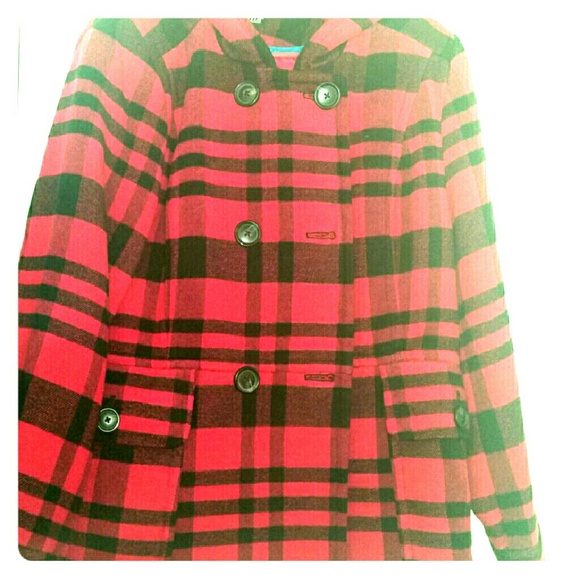 Pink Plaid Pea Coat