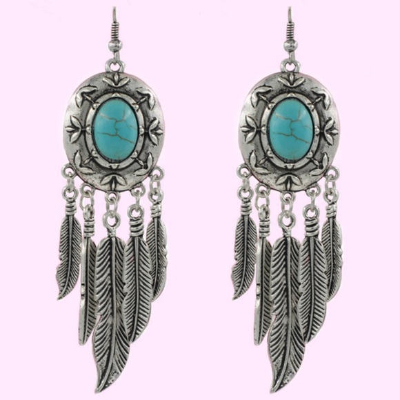"Hansen" Turquoise Antiqued Silver Earring