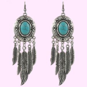 "Hansen" Turquoise Antiqued Silver Earring