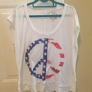 Chaser American Flag/Peace Sign T shirt