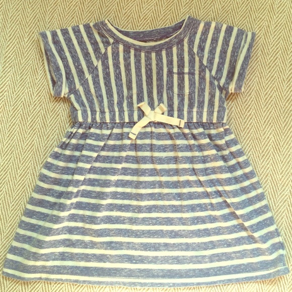 Blue and white striped dress