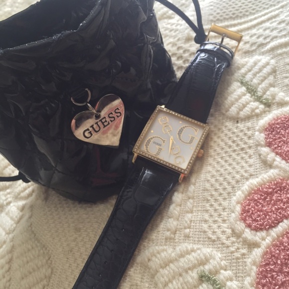 Black sqaure shaped GUESS watch