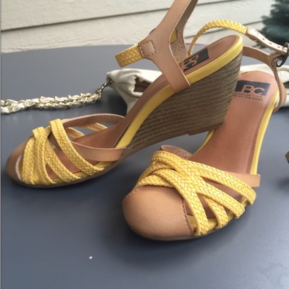 yellow wedges size 6 BC shoes brand