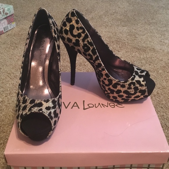 Cheetah sequin platform heels