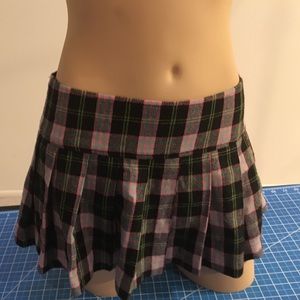 Wool pleated plaid schoolgirl skirt 90s pink lined