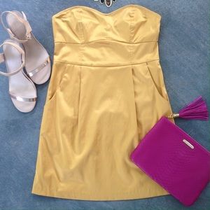 Gold strapless dress