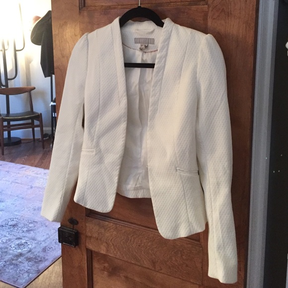 white textured blazer