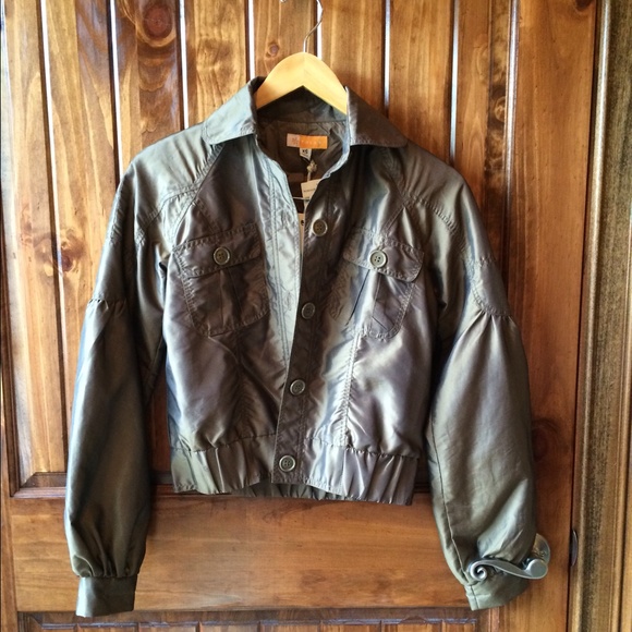 Metallic Olive BRONZE Bomber Jacket