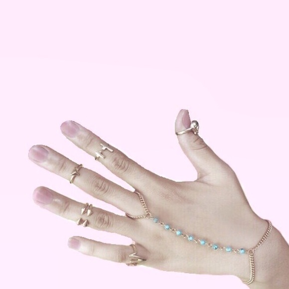 "Beck" Turquoise & Gold Hand Chain Bracelet