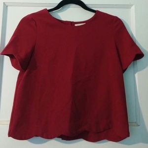Scalloped red top
