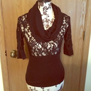 Black Lace Scoop Neck Top