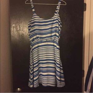 Blue and white striped dress