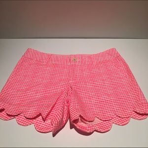 Neon Pink Lilly Pulitzer Scallop Gingham Shorts