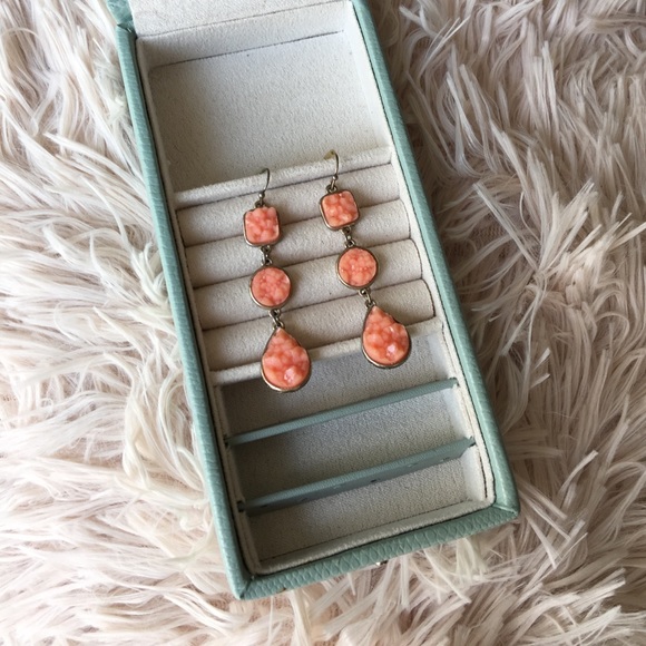 Anthropologie Jewelry - 🍑Anthropologie Peach + Gold Druzy Earrings
