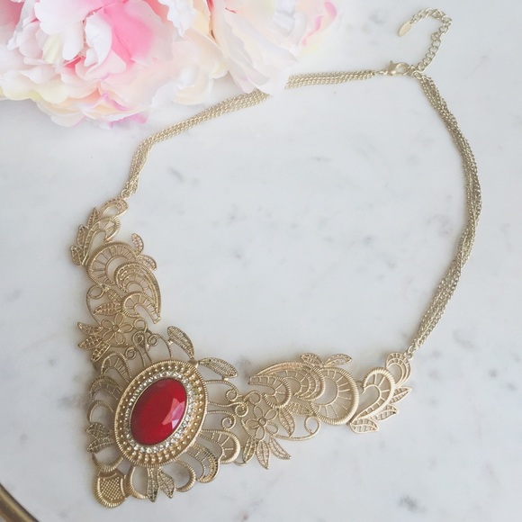 Gold Lace Boutique Statement Necklace
