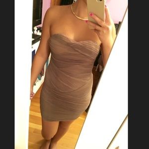 Strapless tan textured dress