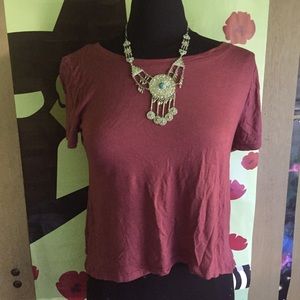 Rose pink open back shirt