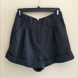 high waisted wool shorts