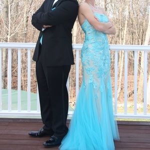 Blush prom teal mermaid dress