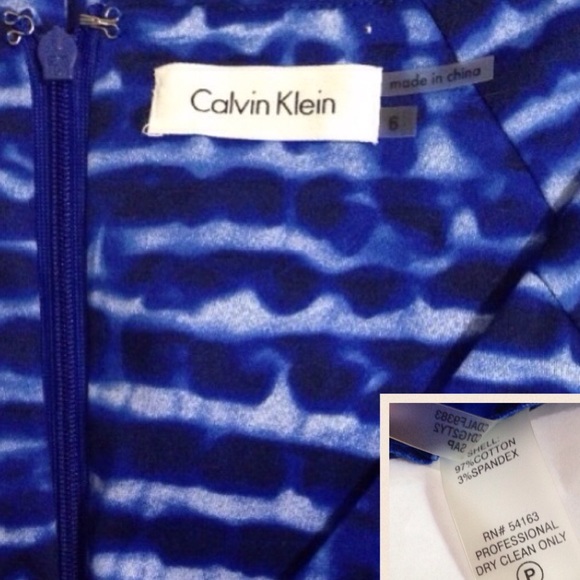 CALVIN KLEIN Gorgeous Blue Retro Shift Dress Sz 6 - Picture 4 of 4