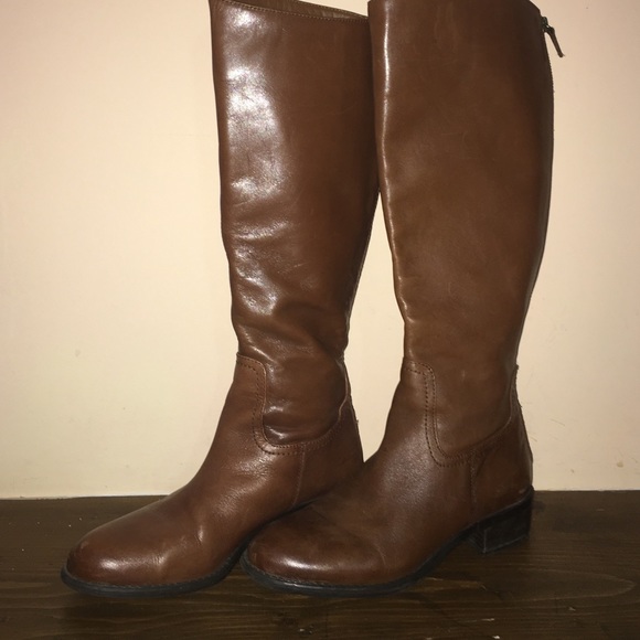 Brown leather boots