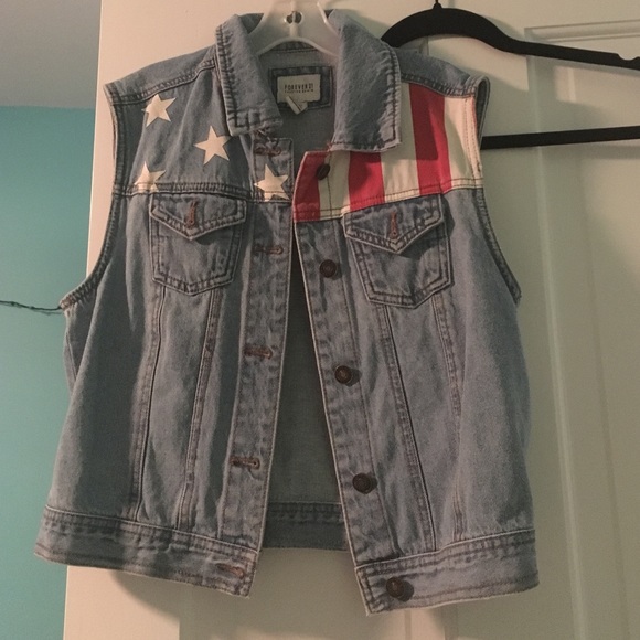 Denim American Flag Vest!