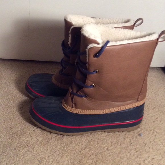 Brown and Navy Winter Boots