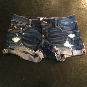 Abercrombie Dark Wash Distressed Denim Shorts