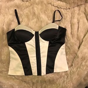 Black and white bustier satin like material