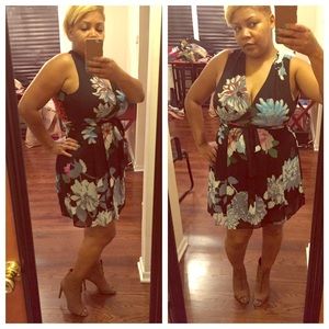 Floral navy high waist dress