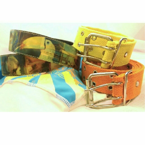 Surf Summer Hologram Belt & 2 Double Grommet Belts