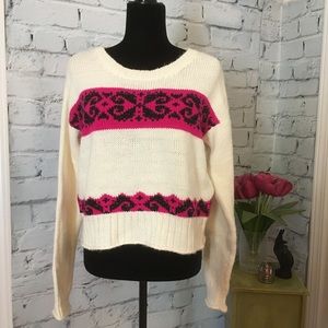 Aeropostale Cropped Sweater Cream Long Sleeve