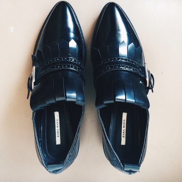 Zara Leather Penny Loafers