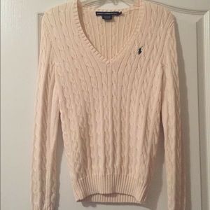 Polo Cable Knit V-Neck Sweater