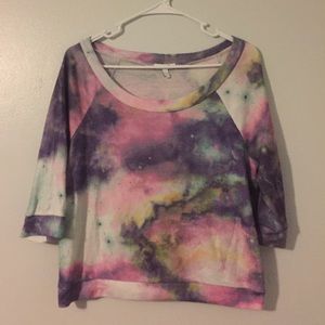 Galaxy Print Crop Sweater