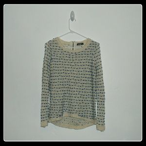 Cream Sweater w/ Blue Fuzzies