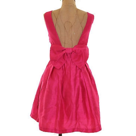 Pink. Low. Back. Dress. With. Bow. Accent.