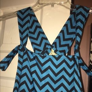 Blue & Black Chevron Jumpsuit