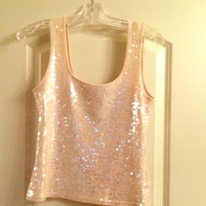 Gorgeous Sequined Cream tank top