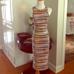 NWT black striped multicolored Midi dress