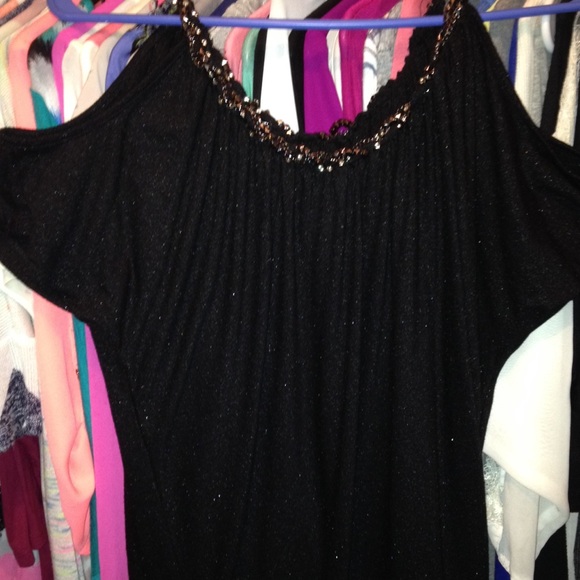 Black glitter top.