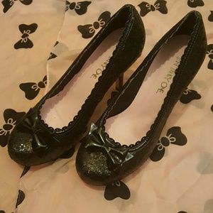 Ten thirty one black sparkly bow heels!