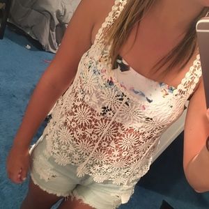Floral Laced Tank Top