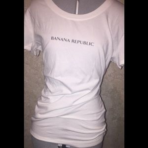 banana republic logo white tee